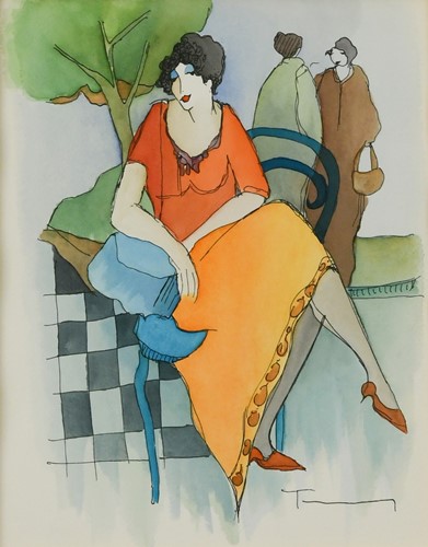 Lot 241 - Itzchak Tarkay (1935-2012) In the Park signed '...