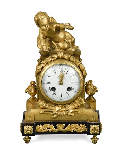 Lot 490 - A French ormolu mantel clock, 19th century