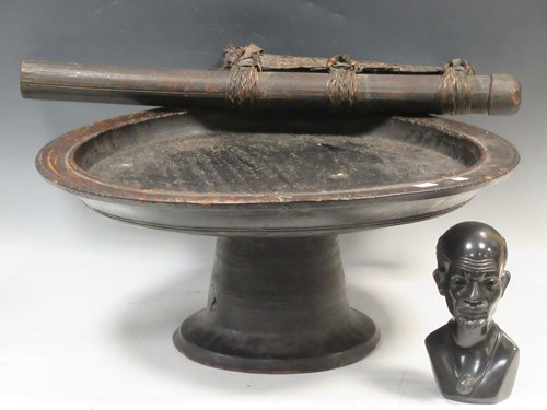 Lot 120 - An African treen tazza, together with a quiver...