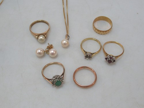 Lot 155 - Three rings, hallmarked or tested as 18ct gold...