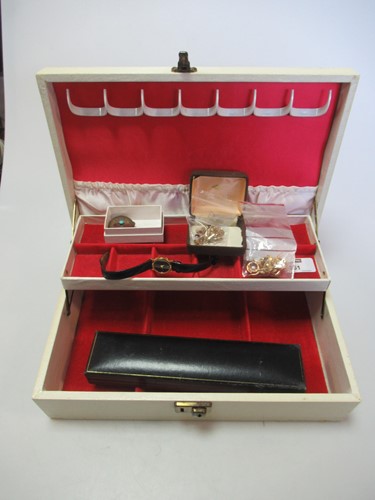 Lot 161 - A jewellery box containing, four pairs of...