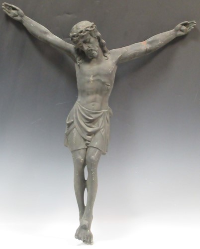 Lot 104 - A large bronze model of Christ crucified, 76cm...