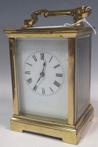 Lot 93 - A French gilt brass carriage clock, 15cm high
