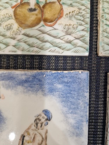 Lot 43 - A set of eight Chinese porcelain painted tiles, late Qing Dynasty/early Republic period