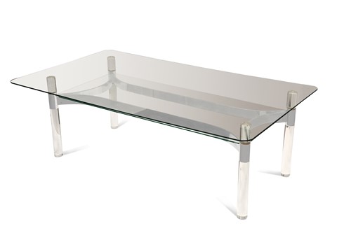 Lot 376 - A glass and chrome coffee table, 20th century