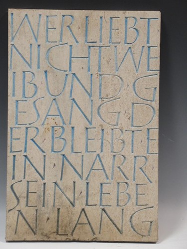 Lot 126 - A marble plaque carved with a German poem...