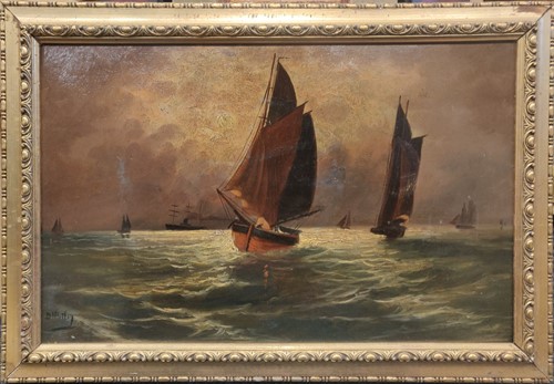 Lot 333 - D Motley shipping scene signed 'D. Motley'...