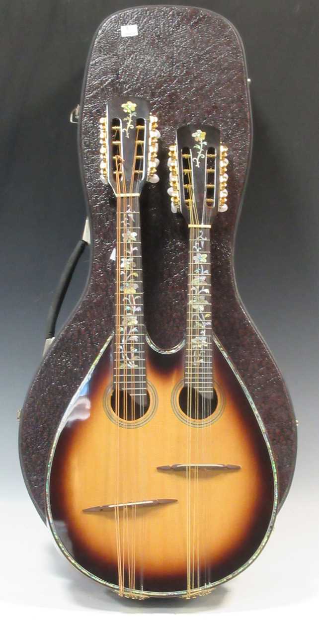 Lot 85 - Dual necked mandola and mandolin, with mother...