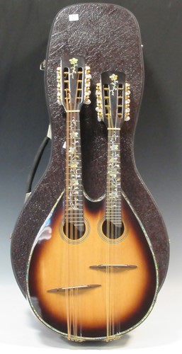 Lot 85 - Dual necked mandola and mandolin, with mother...