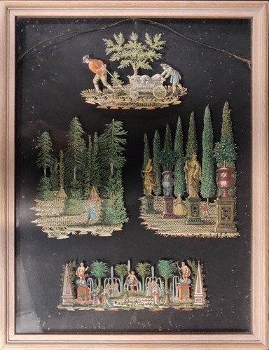 Lot 359 - Three cut prints within glass frames,...