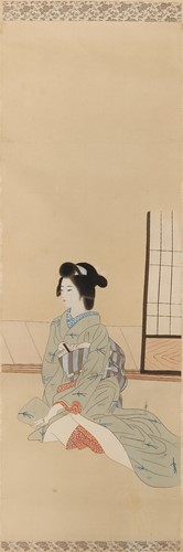 Lot 373 - Three Asian works on silk together with three...