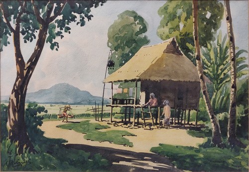 Lot 275 - Jalnius (Indonesian school) A house in a...