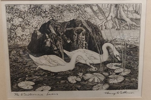 Lot 351 - Henry Wilkinson A.R.E The Windemere Swans line...