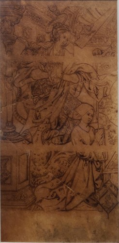 Lot 353 - The Annunciation ink on paper 22.5 x 12cm;...