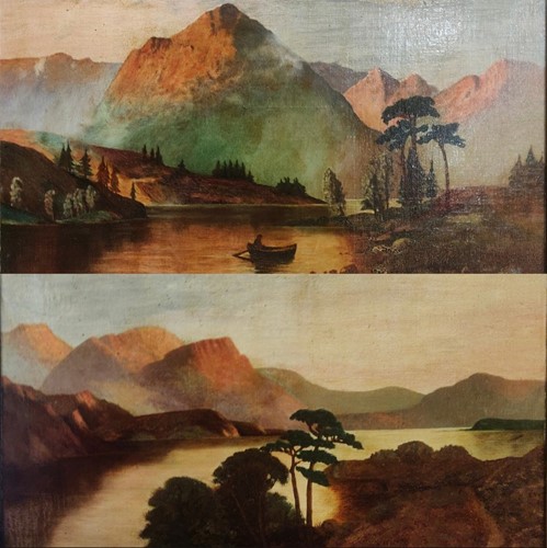 Lot 330 - A pair of highland scenes oil on canvas laid...