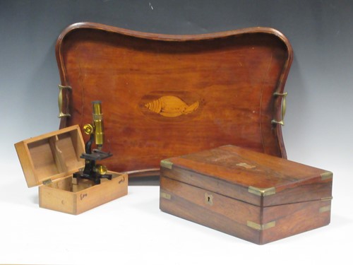 Lot 100 - An Edwardian shell inlaid mahogany tray 6 x 54...