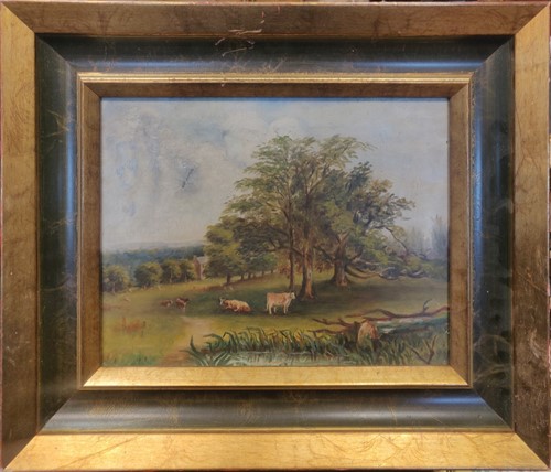 Lot 320 - British Naive School (20th century) cattle...