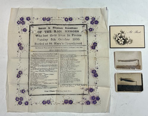 Lot 131A - Of R101 interest - printed handkerchief on...