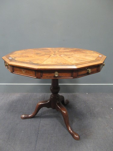 Lot 446 - A twelve sided walnut parquetry top tripod...