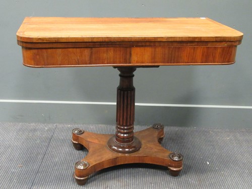 Lot 419 - A late Regency crossbanded mahogany card table...
