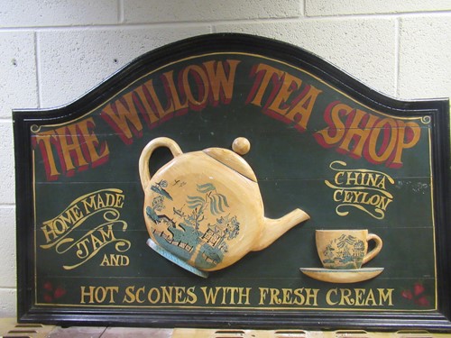 Lot 125 - 'The Willow Tea Shop' painted advertising sign,...