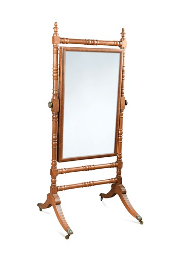 Lot 534 - A Regency mahogany cheval mirror
