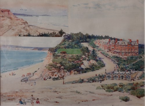 Lot 363 - A watercolour view of Alum Chine, Bournemouth,...
