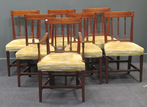 Lot 435 - Six Regency mahogany dining chairs together...