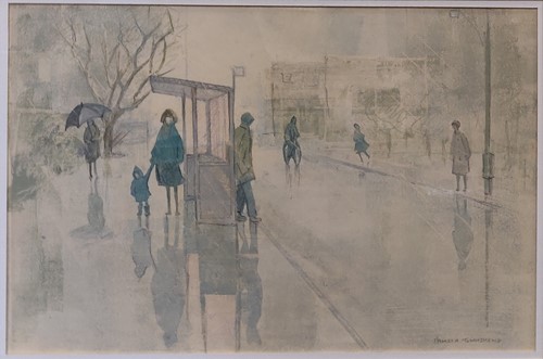 Lot 362 - Pamela Townshend cycling in the rain...