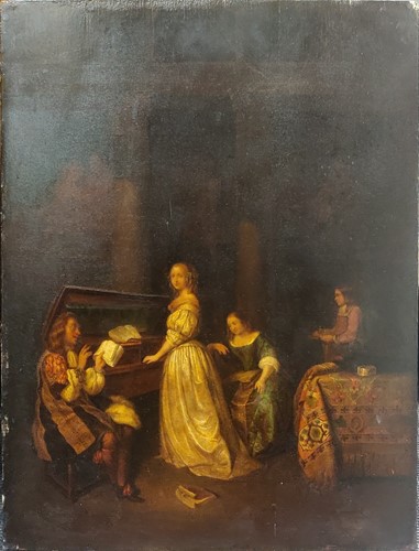 Lot 318 - After Caspar Netscher A Duet oil on panel,...