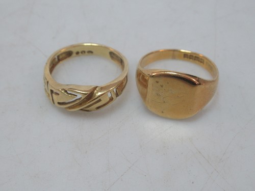 Lot 151 - Two hallmarked 18ct gold rings, gross weight...