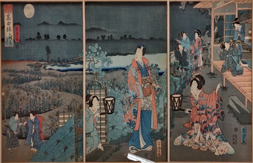 Lot 380 - Japanese triptych woodblock prints Warrior...