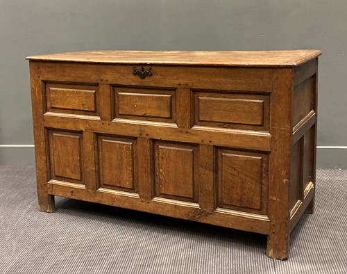 Lot 337 - A late 17th century oak chest, the three plank...