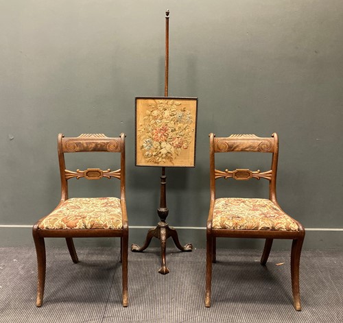 Lot 359 - A pair of Regency mahogany dining chairs on...