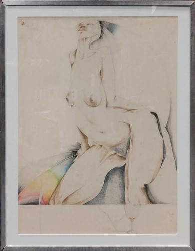 Lot 214A - Michael Barstow Nude watercolour on paper 59 x...