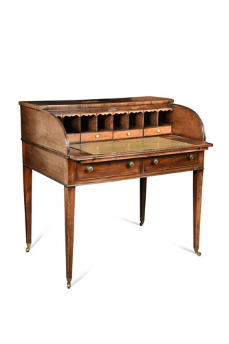 Lot 505 - A George III tambour front cylinder desk