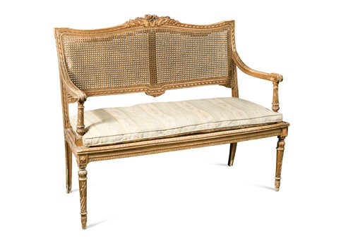 Lot 521 - A Louis XVI style gilt wood canape, circa 1900