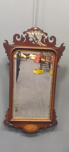 Lot 353 - A Regency mahogany fret framed wall mirror,...