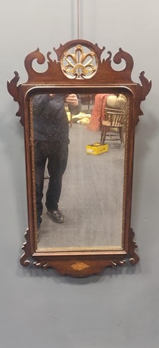 Lot 354 - A George III mahogany fret framed wall mirror,...