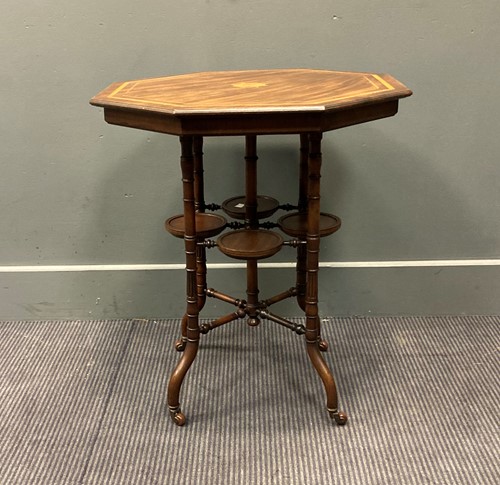 Lot 373 - An Edawrdian inlaid mahogany octagonal bridge...