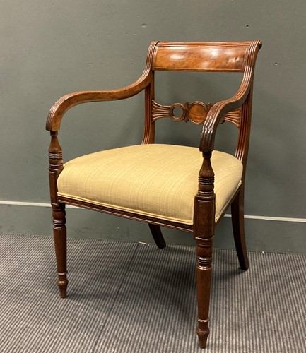 Lot 390 - A Regency brass inlaid mahogany armchair with...