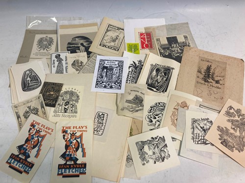 Lot 92 - A box of decorative bookplates, 18th/20th...