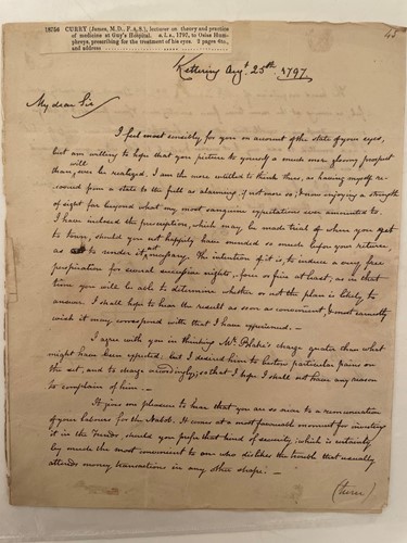 Lot 316 - CURRY (James, M.D.; 1763-1819) 2 page letter...