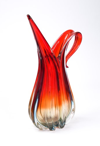 Lot 18 - Attributed to Barovier & Toso, a mid-century Murano freeform glass vase