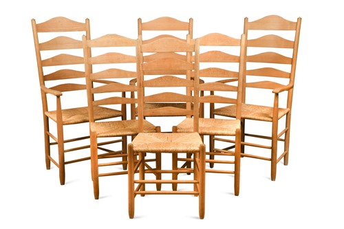 Lot 226 - Neville Neal, a Cotswold School set of twelve ash ladder back chairs