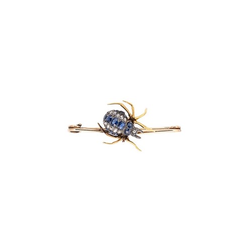 Lot 122 - A sapphire and diamond spider brooch