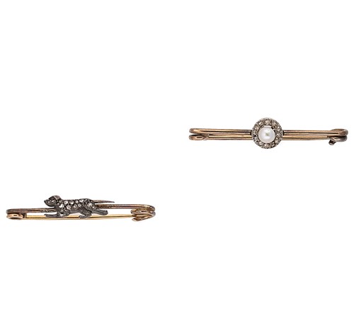 Lot 33 - Two diamond set brooches