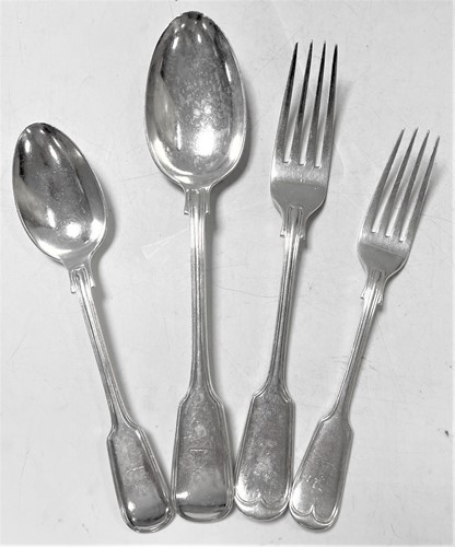 Lot 383 - A 41-piece set of Victorian silver flatware with 5 additions