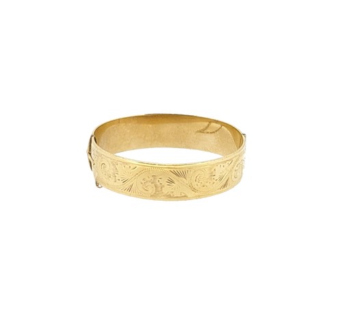 Lot 25 - A half engraved hinged bangle