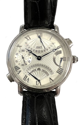 Lot 402 - Maurice Lacroix - A steel 'Masterpiece Double Retrograde GMT' wristwatch